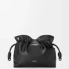 Panta Medium Flamenco Clutch aus glänzendem Kalbsleder Schwarz