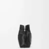 Panta Medium Flamenco Clutch aus glänzendem Kalbsleder Schwarz