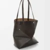 Panta Medium Puzzle Fold Tote aus glänzendem Kalbsleder in Vintage Brown