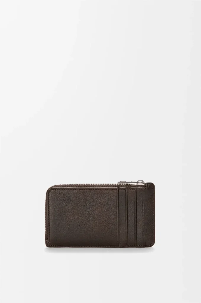 Panta Münz-Kartenetui aus glänzendem Kalbsleder Vintage Brown