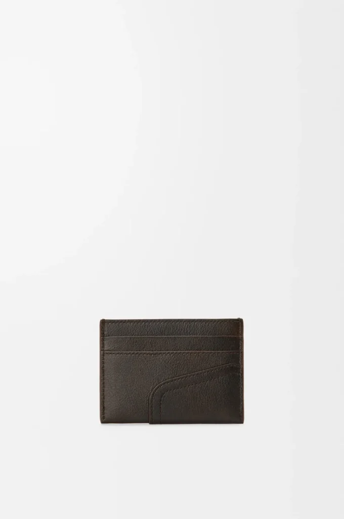 Panta schlichter Kartenhalter aus glänzendem Kalbsleder Vintage Brown
