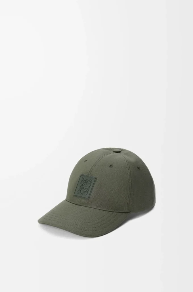 Patch-Cap aus Canvas in Khaki-Grün