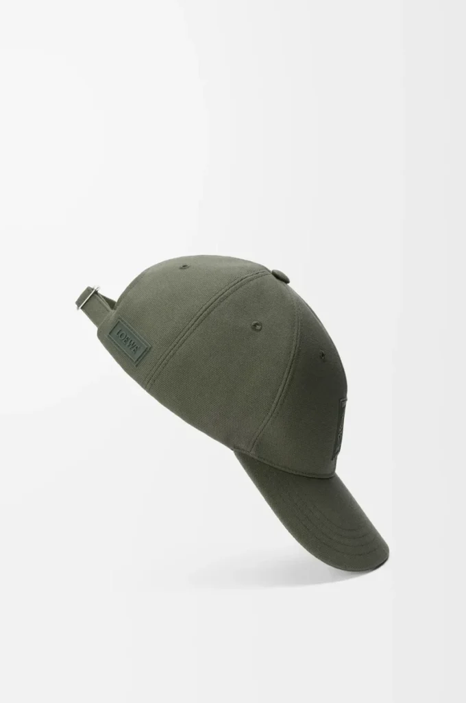 Patch-Cap aus Canvas in Khaki-Grün