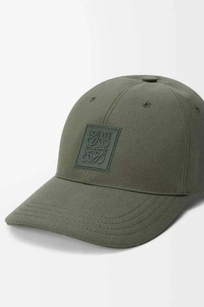 Patch-Cap aus Canvas in Khaki-Grün