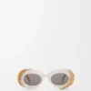 Pavé Oval Sonnenbrille Perlgrau/Weiß