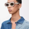 Pavé Oval Sonnenbrille Perlgrau/Weiß