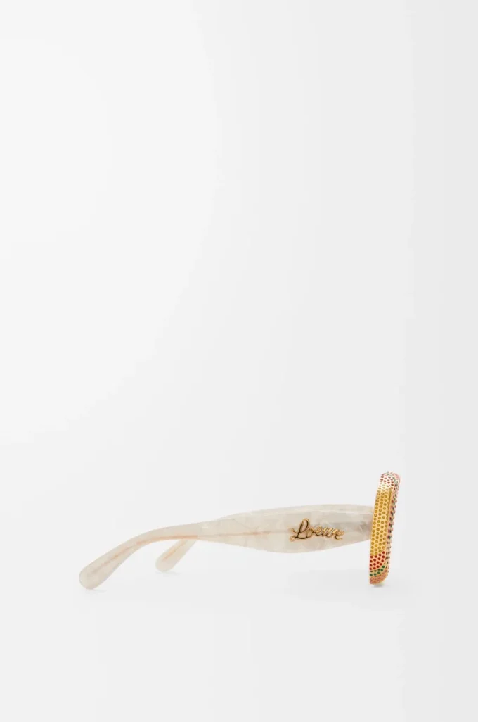 Pavé Oval Sonnenbrille Perlgrau/Weiß