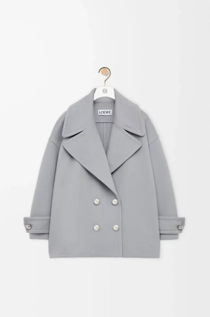 Peacoat aus Wolle in Grau