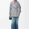 Peacoat aus Wolle in Grau