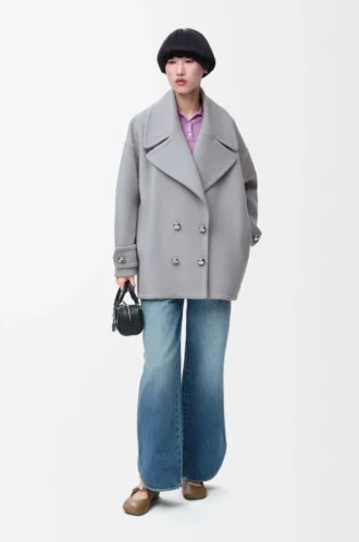 Peacoat aus Wolle in Grau