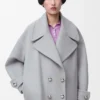 Peacoat aus Wolle in Grau