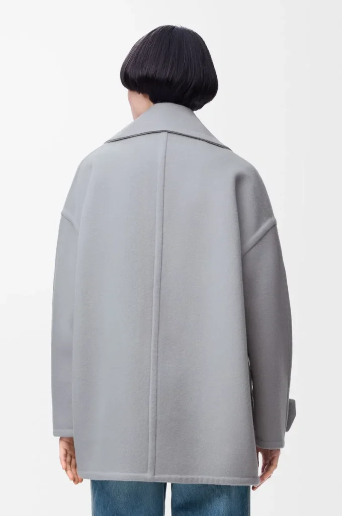 Peacoat aus Wolle in Grau