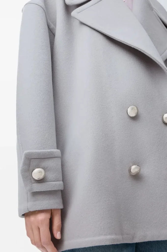 Peacoat aus Wolle in Grau