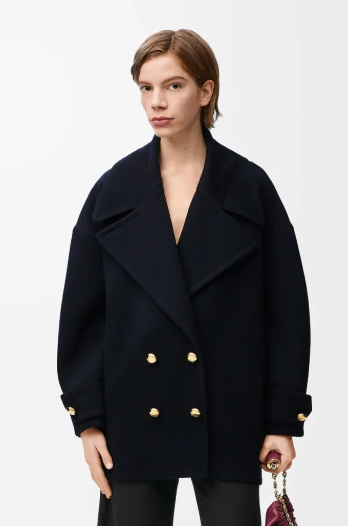 Peacoat aus Wolle in Midnight Blue