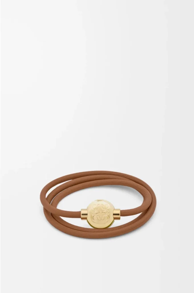 Pebble-Armband aus Kalbsleder in Warm Desert/Gold