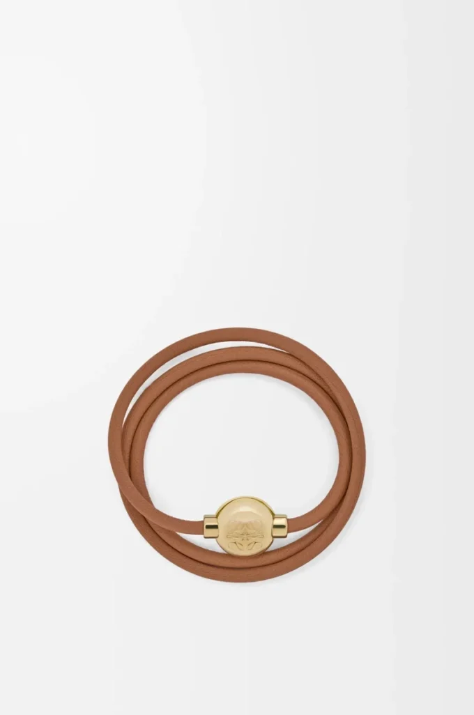 Pebble-Armband aus Kalbsleder in Warm Desert/Gold