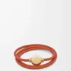 Pebble-Armband aus Kalbsleder Orange/Gold