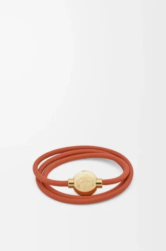 Pebble-Armband aus Kalbsleder Orange/Gold