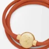 Pebble-Armband aus Kalbsleder Orange/Gold