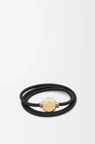 Pebble-Armband aus Kalbsleder Schwarz/Gold