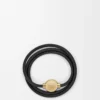 Pebble-Armband aus Kalbsleder Schwarz/Gold