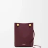 Pebble-Beutel aus glattem Kalbsleder Dark Burgundy