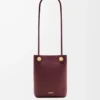 Pebble-Beutel aus glattem Kalbsleder Dark Burgundy