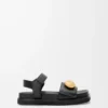 Pebble Fussbett-Sandale aus weichem Kalbsleder Schwarz