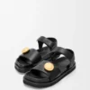 Pebble Fussbett-Sandale aus weichem Kalbsleder Schwarz