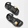 Pebble Fussbett-Sandale aus weichem Kalbsleder Schwarz