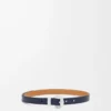 Pebble-Gürtel aus glattem Kalbsleder Deep Navy/Palladium