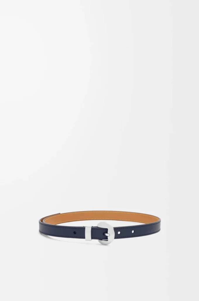 Pebble-Gürtel aus glattem Kalbsleder Deep Navy/Palladium