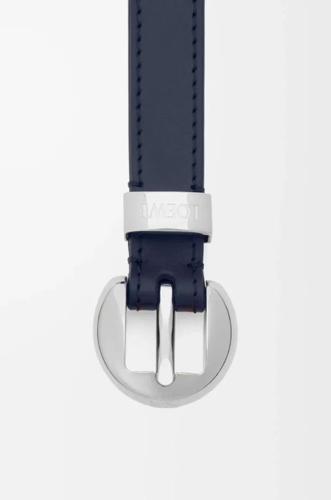 Pebble-Gürtel aus glattem Kalbsleder Deep Navy/Palladium