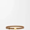 Pebble-Gürtel aus glattem Kalbsleder in Eiche/Gold