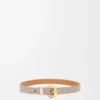 Pebble-Gürtel aus glattem Kalbsleder Sand/Gold