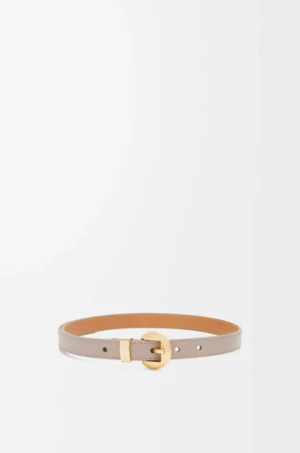 Pebble-Gürtel aus glattem Kalbsleder Sand/Gold