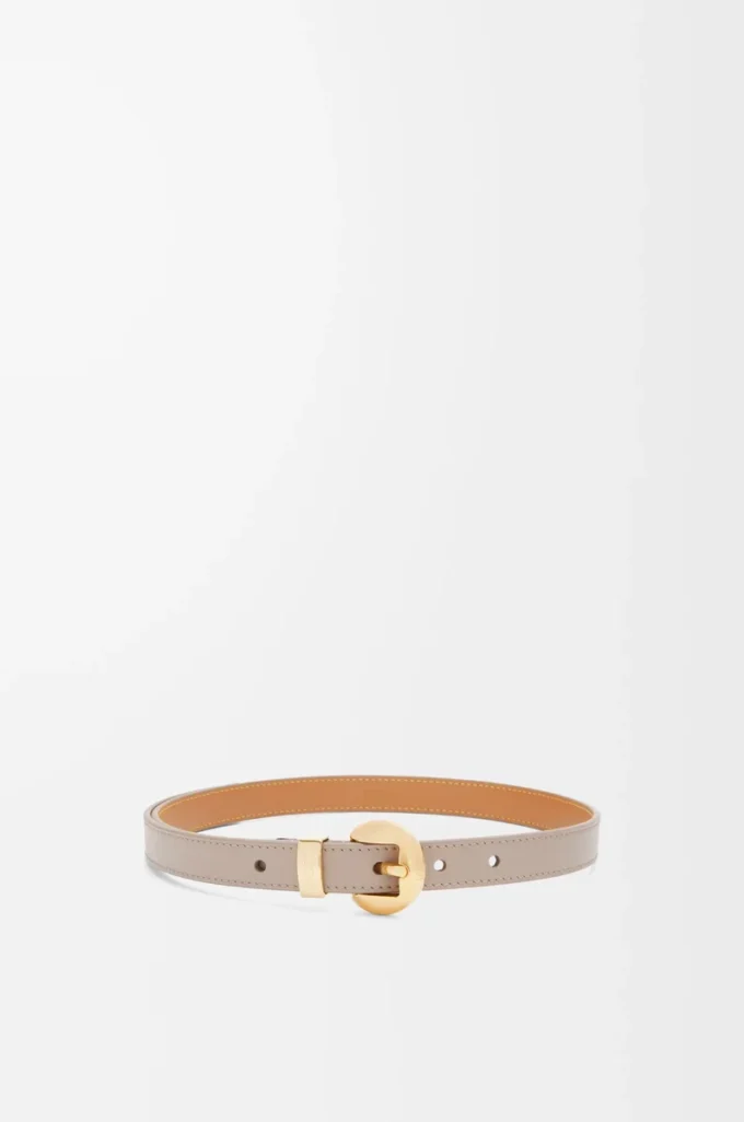 Pebble-Gürtel aus glattem Kalbsleder Sand/Gold