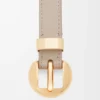 Pebble-Gürtel aus glattem Kalbsleder Sand/Gold