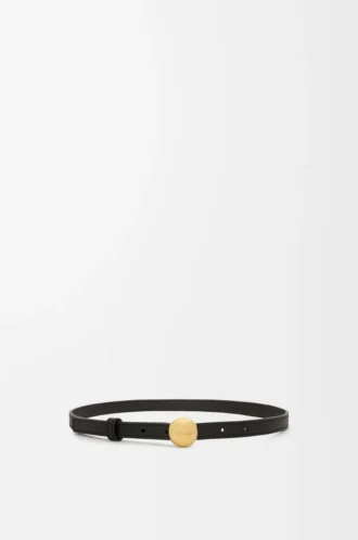 Pebble-Gürtel aus glattem Kalbsleder Schwarz/Gold