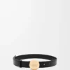 Pebble-Gürtel aus glattem Kalbsleder Schwarz/Gold