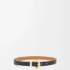 Pebble-Gürtel aus glattem Kalbsleder Schwarz/Gold