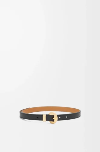 Pebble-Gürtel aus glattem Kalbsleder Schwarz/Gold