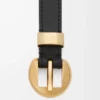 Pebble-Gürtel aus glattem Kalbsleder Schwarz/Gold