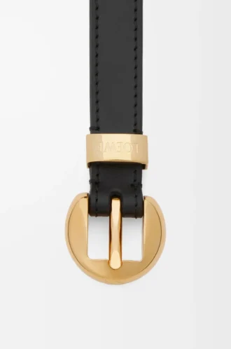 Pebble-Gürtel aus glattem Kalbsleder Schwarz/Gold