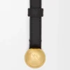 Pebble-Gürtel aus glattem Kalbsleder Schwarz/Gold
