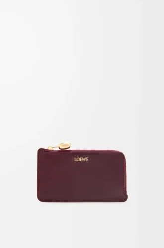 Pebble-Münzkartenetui aus glänzendem Nappakalbsleder Burgundy