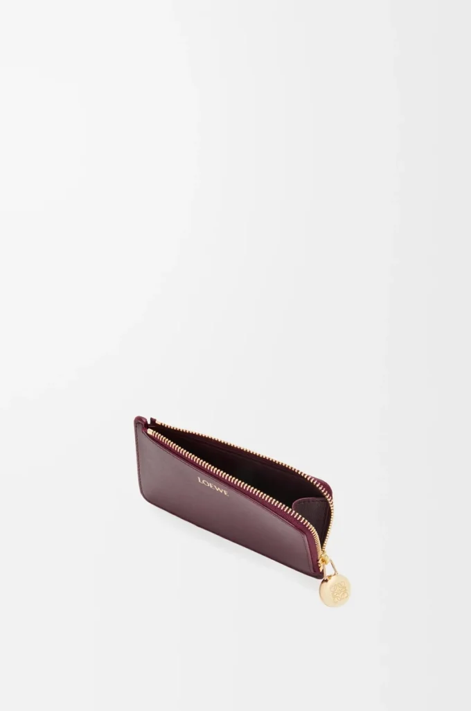 Pebble-Münzkartenetui aus glänzendem Nappakalbsleder Burgundy