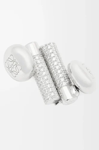 Pebble-Ohrstecker aus Sterlingsilber und Kristallen Silber/Weiß
