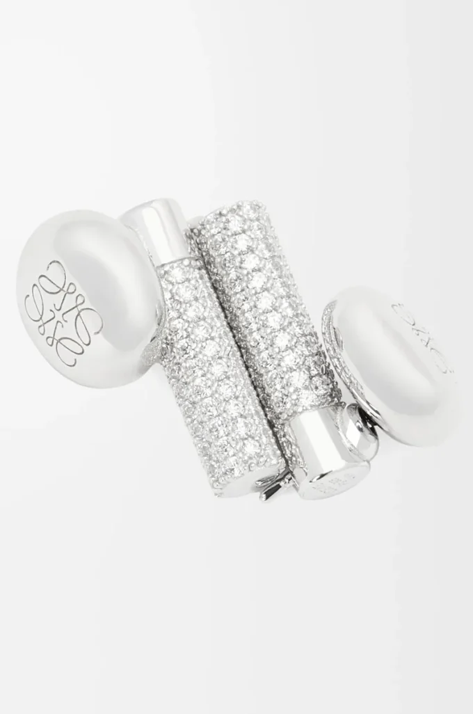 Pebble-Ohrstecker aus Sterlingsilber und Kristallen Silber/Weiß