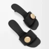 Pebble-Pantolette aus weichem Kalbsleder in Schwarz